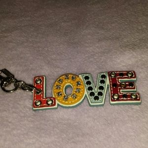 RARE Coach Pave & Studded Love Keyfob